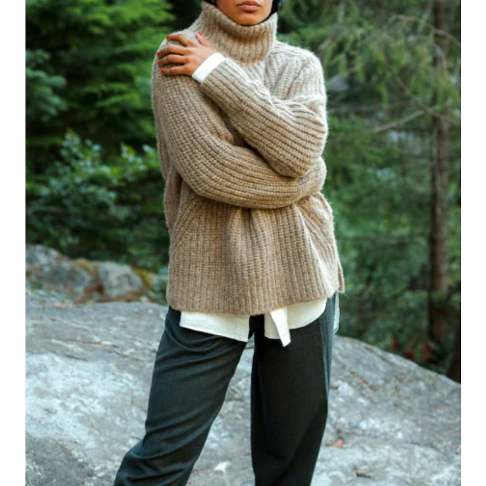 Cozy Beige Turtleneck Sweater for Women